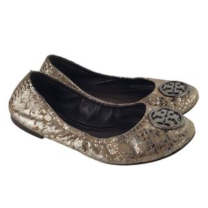 Tory Burch Heidi Metallic Snake Print Ballet Flat